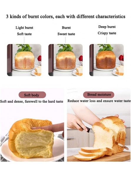 Small Automatic Bread Machine Fully Automatic Touch Breadmaker with 18 Programs for Bread,3 Side Burnt Colors - WAAWQMY2