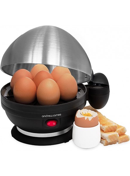 Andrew James Egg Boiler Poacher Electric Cooker with Steamer Attachment for Perfect Soft and Hard Boiled Eggs | up to 7 Egg Capacity | Water Measuring Cup & Egg Piercer | 380W - BGVNUE2O