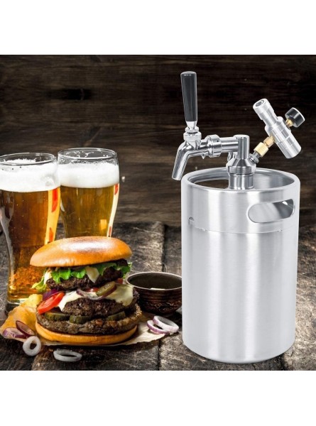 1.3 Gallon 5L Mini Beer Keg Stainless Steel Mini Beer Keg Spear Dispenser Tap Home Brew Keg Beer Keg Holds Beer Homebrewing Kegs Mini Keg Dispenser - ICMGVXI0