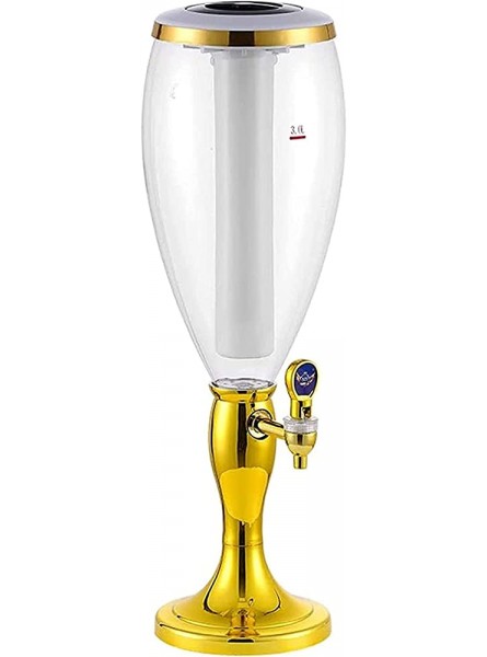 Beer Dispenser Beer Keg Drink Tower Dispenser Beer Tower Beverage Dispenser with LED Colorful Shinning Lights And Ice Tube Perfect for Parties And Gameday Color : Silver Size : 3L Gold 3L - AYNQD4K3