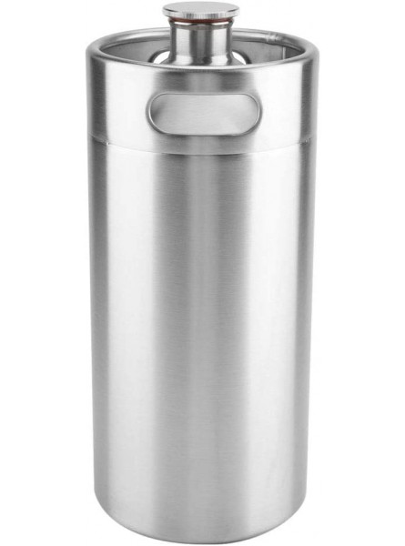 GOTOTOP Beer Barrel Mini Keg Style Growler Stainless Steel Portable Beer Homebrew Barrel with Spiral Cover Lid & Double Handles for Home Camping Picnic3.6L - KJETYH6H