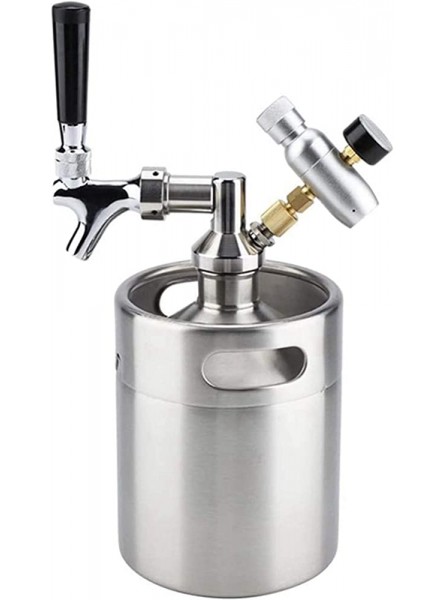 HJUIK beer dispenser Stainless Steel Mini Beer Keg Growler With Adjustable Tap Faucet And CO2 Injector For Beer,Soda,Wine Beer Faucet Color : Silver - CJZYI4GO