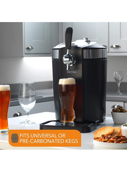 Petra PT4919 Chilled Draught Beer Dispenser Freestanding Home Draught Machine & Universal Beer Tap Compatible with Any Non & Pre Carbonated 5L Kegs Integrated Cooling Temperature Between 3°C 6°C - QOXT1JFH