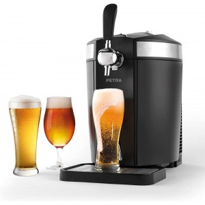 Petra PT4919 Chilled Draught Beer Dispenser Freestanding Home Draught Machine & Universal Beer Tap Compatible with Any Non & Pre Carbonated 5L Kegs Integrated Cooling Temperature Between 3°C 6°C - QOXT1JFH