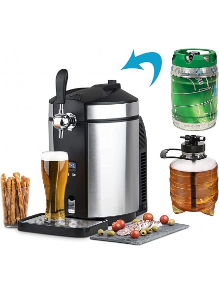Richard Bergendi Beer Pump Beer Tap Dispenser with Plastic Growler Integrated Beer Cooler with LED Display 5L Kegs 6 Cooling Temperature for a Perfect Draft Beer at Home - ZTLOJ7HE