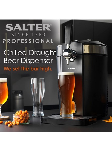Salter Professional EK4919 Chilled Beer Dispenser Freestanding Home Draught Machine & Beer Tap Compatible with Any Non & Pre Carbonated 5L Keg 3 x CO2 Cartridges Integrated Cooling System - XPJS1UH6