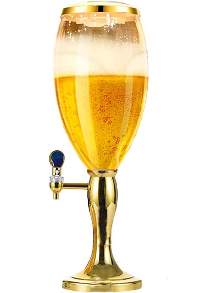 TOMYEUS Beer Tower Beverage Dispenser 100 Oz Beer Dispenser Beer Kegerator Mini with Ice Tube Faucet and Lights for Home Bar Pub Party Restaurant 3L for Home Bar Party Gameday Color : Gold - DWGTS1DY
