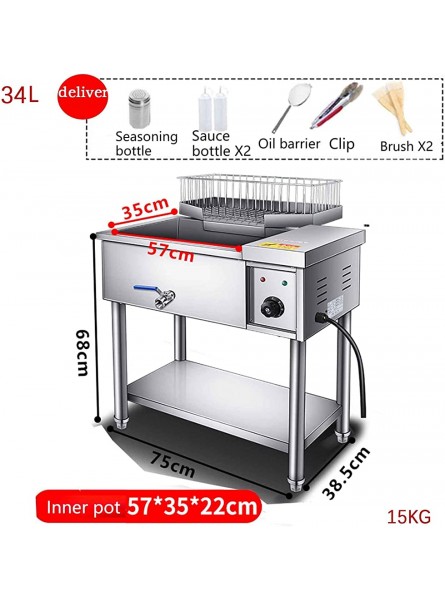 23L 34L Large Capacity Commercial Deep Fryer Electric Fryer with Oil Drain Valve Stainless Steel Table Top and Vertical Color : Vertical+grid+colander Size : 34L - TNWMPR37