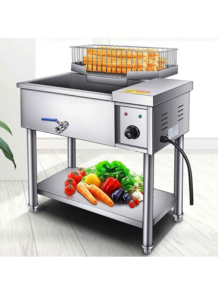 23L 34L Large Capacity Commercial Deep Fryer Electric Fryer with Oil Drain Valve Stainless Steel Table Top and Vertical Color : Vertical+grid+colander Size : 34L - TNWMPR37