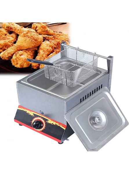 Commercial Stainless Steel Gas Fryer 11L 22L Large Capacity Multi-function Deep Fryer Adjustable Firepower Easy Clean 304 Food Grade Stainless Steel Natural Gas 11L 11L - NYGLJG4V
