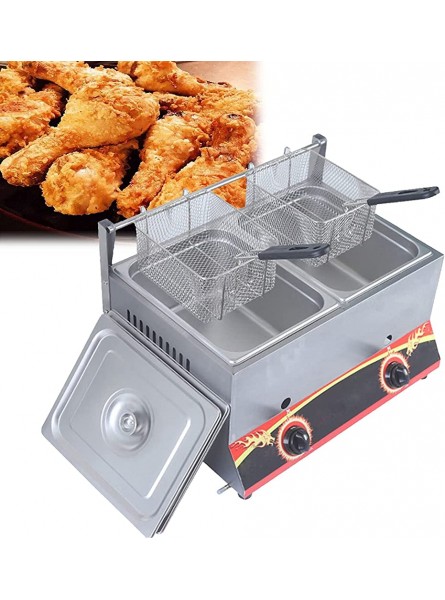 Commercial Stainless Steel Gas Fryer 11L 22L Large Capacity Multi-function Deep Fryer Adjustable Firepower Easy Clean 304 Food Grade Stainless Steel Natural Gas 22L - HIOY0T5F