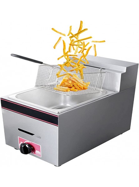Compact Commercial Gas Fryer 10L Multi-function Single Fat Tank Fryer With Lid And Basket Temperature Control 304 Food Grade Stainless Steel Natural gas - TOEQXRXF
