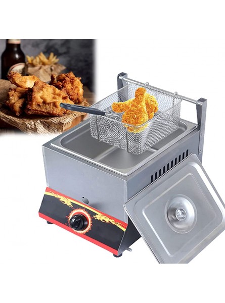 Countertop LPG Fryer 11L 22L Large Capacity Gas Fryer With Frying Basket And Lid Adjustable Firepower For Chips Donuts Fish Thick Stainless Steel Natural Gas 11L - AQYDBJUI