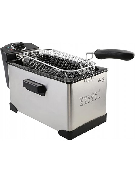 Electric Deep Fryer with Viewing Window Tank Deep Fat Fryer Temperature Up to 190°C Stainless Steel Chip Fryer Cold Zone Technology Cool Touch Handle Thermal Guard,3.5L 2.5L - ENDG9V86