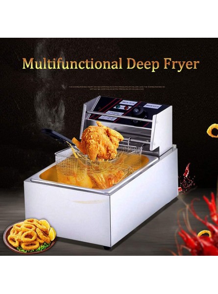 Fat Fryer Basket,Commercial Fryer 6L Stainless Steel Fryer with Timer Single Deep Fat Fryer for Home Use Easy Clean Chips Fryer Machine with Lid and Basket - QUAJ0ONU