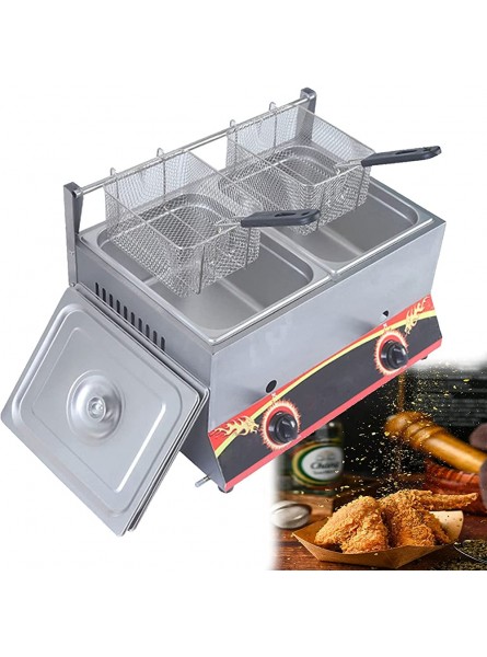 Large Capacity Gas Fryer Stainless Steel LPG Fryer For Home And Commercial Adjustable Firepower With Baskets And Lids For Chips Donuts Fish Easy Clean - FJFHJ00I