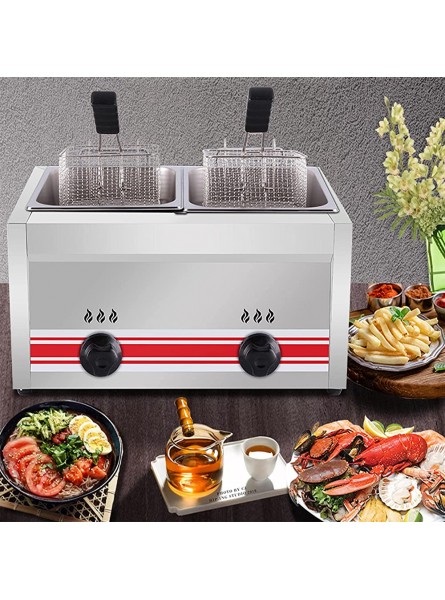 Stainless Steel French Fries Machine 10L 20L 30L Large Capacity Gas Fryer Freestanding Adjustable Firepower With Removable Baskets And Lids For Chips Donuts Fish Lpg 10L - VDFJSTKA