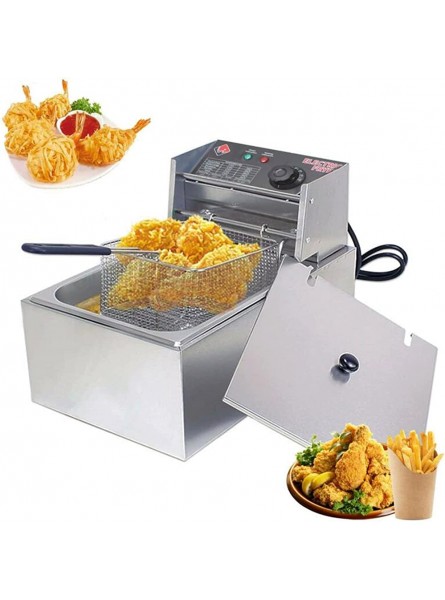 XJYMCOM Deep Fryer 2500W Stainless Steel Fryer 6L Non-Slip Easy Clean Adjustable Temperature Control Fryer with Lids Silver - IXYWISOY