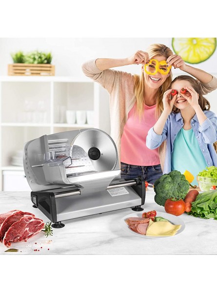 FAPCW Meat Slicer 200W Electric Deli Food Slicer with Removable 7.5’’ Stainless Steel Blades 0mm-15mm Adjustable Thickness Food Slicer Machine Kid Lock Protection - ERCZN359