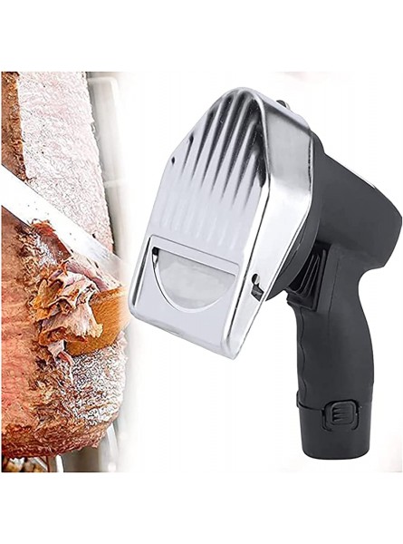 Fikujap 80W Electric Doner Kebab Slicer Hand Held Meat Slicer WIireless Shawarma Gyros Cutter with 10mm Round Blade for Lamb Pork and Chicken - FLDQN2X1