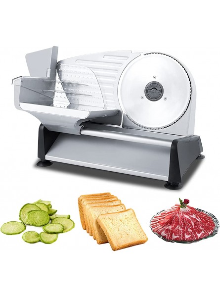 Meat Slicer Electric Deli Food Slicer Cheese Bread Fruit Cutter Removable 7.5'' Stainless Steel Blade and Food Carriage 0-15 Mm Adjustable Thickness for Meat Cheese Bread Commercial& Home Use - JWQADRVN