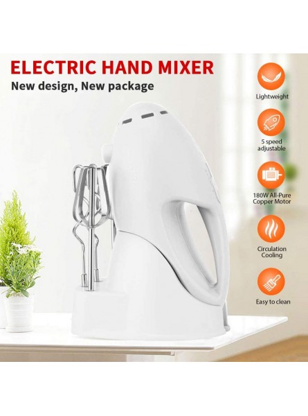 5 Speed Electric Hand Mixer for Baking with Storage Pedestal Handheld Whisk with Pedestal Hand Food Mixer for Kitchen Baking Cake Mini Egg Cream Food Beater All-Pure Copper Motor - IICPQI2O