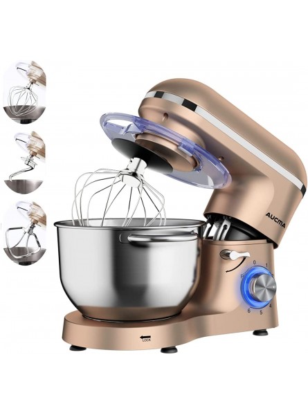 Aucma Stand Mixer 6.2L Food Mixer for Baking 6 Speed 1400W Tilt-Head Kitchen Electric Cake Mixer with Upgraded Dough Hook Whisk & Beater Dishwasher Safe Champagne - LWNCP61X