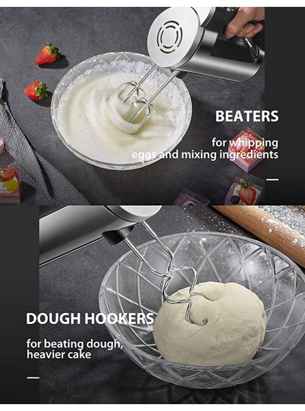 Hand Mixers for Baking Electric Whisk 300W with 6 Speeds and Scratch-Resistant Housing include 2 Stainless Steel Beaters and 2 Dough Hooks Turbo Boost Ejection Button - PLCC4JG2