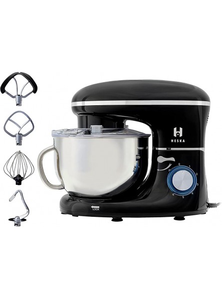 Heska -1500W Food Stand Mixer for Baking with Bowl Dough Mixer 4-in-1 Beater Whisk Dough Hook and Extra Flex Edge Beater Large Mixing Bowl with Splash Guard Dishwasher Safe attachmentsBlack - YHXBKVUA
