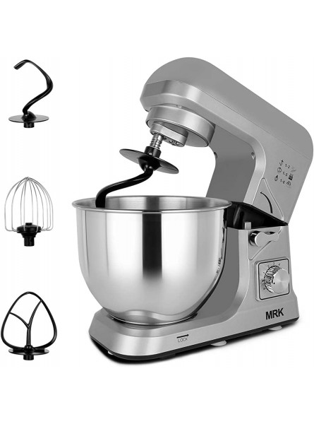 MRK MK36C Food Stand Mixer 1000W 5L Mixing Bowl 6 Speeds Control Kitchen Machine with Beater Dough Hook & WhiskGrey - AOZUXQAG