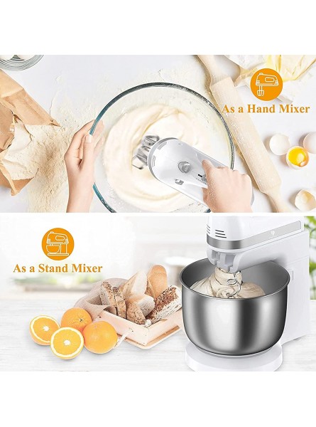 Stand Mixer 2 in 1 Hand Mixer Electric with 3.5 Quarts Stainless Steel Bowl 360°Uniform Rotation 5 Speed Plus Turbo and Eject Function Include 2 Beaters & 2 Dough Hooks 400W - OCOS7NSY