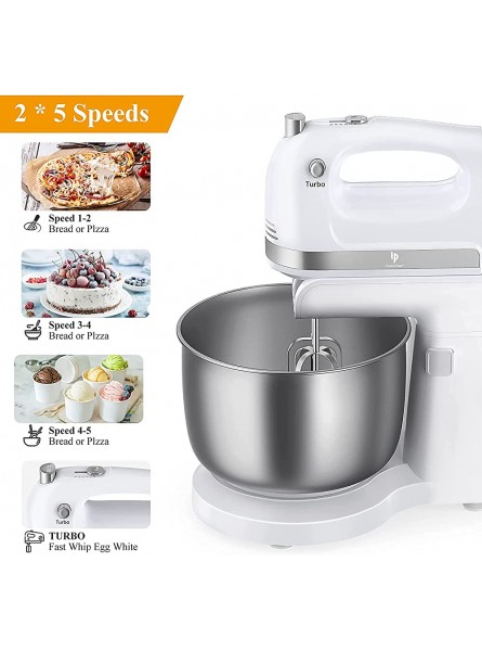 Stand Mixer 2 in 1 Hand Mixer Electric with 3.5 Quarts Stainless Steel Bowl 360°Uniform Rotation 5 Speed Plus Turbo and Eject Function Include 2 Beaters & 2 Dough Hooks 400W - OCOS7NSY