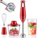 4 In 1 Hand Blender Facelle Immersion Blender Powerful 1000W Stick blender 600ml Mixing Beaker 500ml Food Processor Egg Whisk for Coffee Milk Foam,Puree Baby Food,Smoothies,BPA-Free,Red - XYEFF82R
