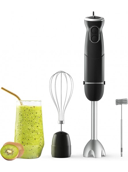 500W Immersion Hand Blender 3 in 1 6-Speed Electric Stick Handheld Blender with Turbo Function Include Stainless Steel Whisk Milk Frother Attachments Black - ICSWV0FX