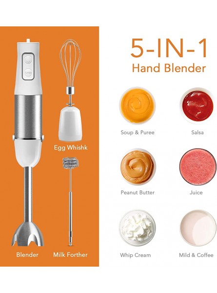 Hand Blender 1000W 5-in-1 Hand Immersion Blender 6-Speed Electric Hand Stick Blender hand blenders for kitchen with Turbo Button 500ml Chopping Bowl Milk Frother Egg Whisk 600ml Beaker. - IZXMDDDU