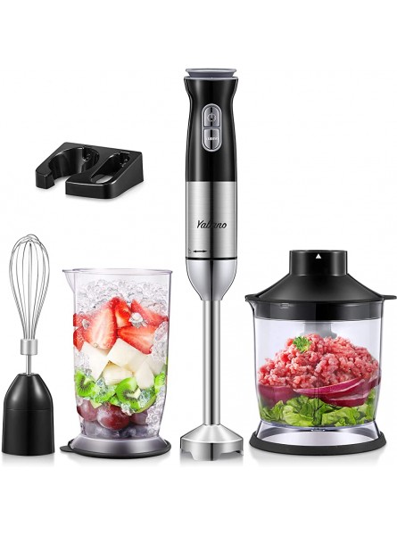 Hand Blender Set 5 in 1 Stick Blender for Kitchen 12 Speed Stainless Steel Immersion Blender Food Chopper Beaker Electric Whisk for Smoothies Soups Sauces Baby Food by Yabano - JCFQQ0Q0