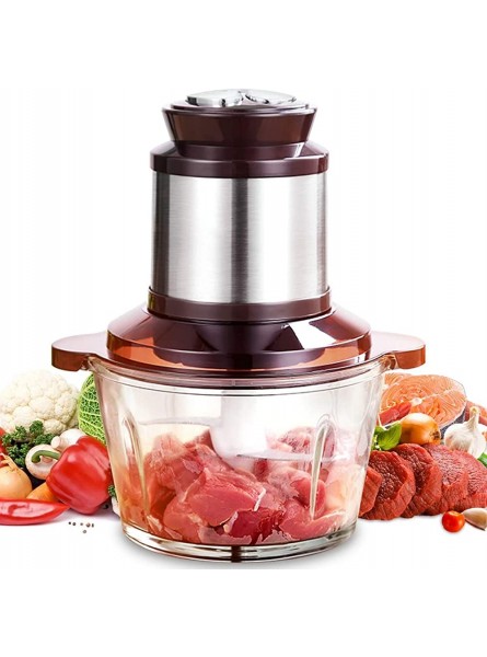 300W Electric Food Chopper 3 Speeds Food Processor 4 Sharp Blades Meat Processor High Capacity 2L BPA-Free Glass Bowl Grinder for Meat Vegetables Fruits and Nuts Stainless Steel Motor Unit. - XUFJY8UX
