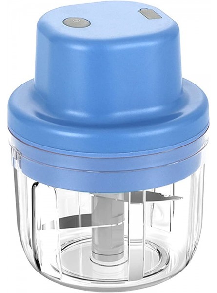 Food Processor Mini Blender Kitchen with 3stainless Steel Blade Waterproof Usb Charging Easy Clean Electric Garlic Onions Salad blue 300ML - BWFAV341