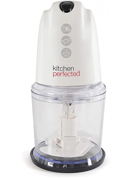 KitchenPerfected 260W Multi Chopper 1 Speed Operation Plus Turbo Button Stainless Steel Blades Whisk Attachment Plastic Bowl with Measuring Gauge 500ml Capacity Ivory White E5416WI - KZYCK67M