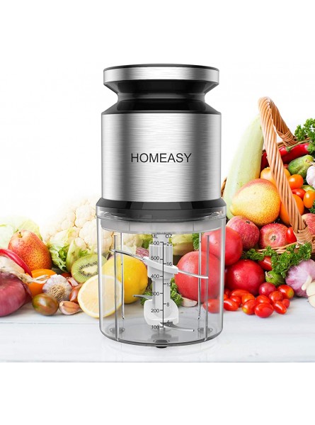 Mini Meat Grinder Homeasy Mini Food Processor Food Grinder 600ml Stainless Steel Small Chopper for Salad Sauces Vegetables Meat Fruits and Nuts 300W and 4 Durable Sharp Blades - VUZX60SM