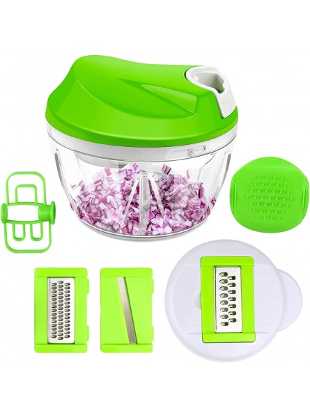 PTN Vegetable Chopper Manual Food Processor Onion Chopper Kitchen Multifunctional Pull String Mini Food Processors with Vegetable Slicer Grater Egg Beater Function for Vegetables Fruits 02 - QZGDONI5