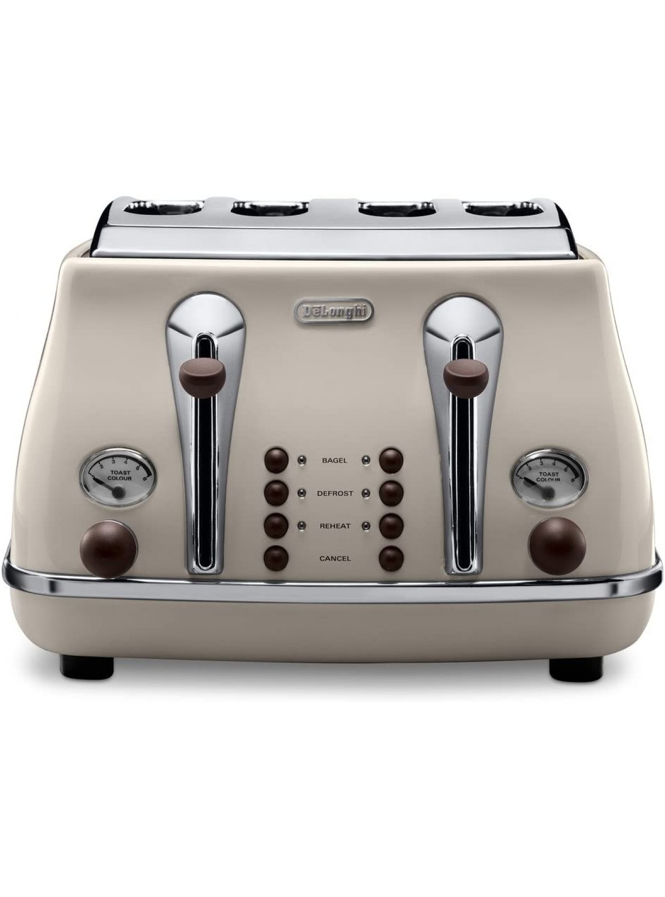 De'Longhi Icona Vintage 4 slot toaster reheat defrost one-side bagel & 6 browning settings CTOV4003BG Beige - FRFGRBQ2