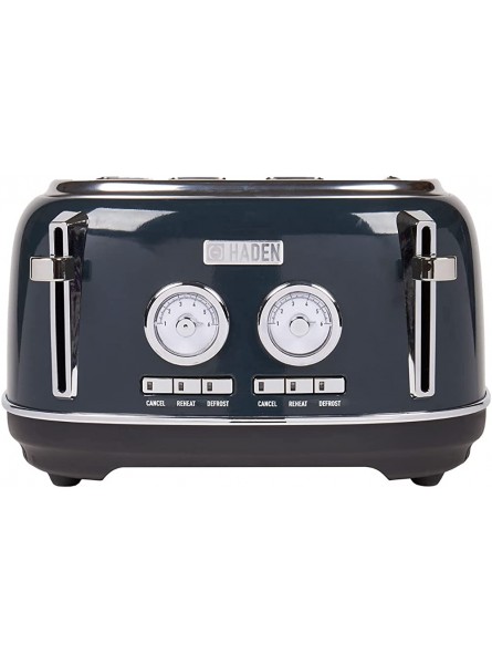 Haden Jersey Toaster – Retro Electric Stainless-Steel Toaster with Reheat and Defrost Functions – 1370-1630W 4 Slice Steel Blue - FTIMSNR6