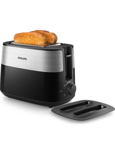 Philips Daily Collection Toaster 8 Settings Compact Design Integrated Bun Warming Rack Dust Cover Black HD2517 91 - OKOMD6Y3