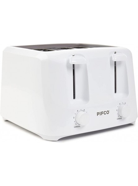 Pifco 4 Slice Toaster Dual Control Variable Browning Bread Toast Settings 1400W White - ZIWY3G8T