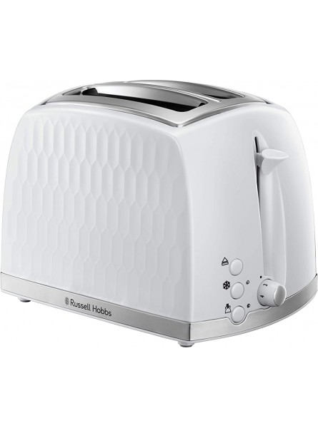 Russell Hobbs 26060 2 Slice Toaster Contemporary Honeycomb Design with Extra Wide Slots and High Lift Feature White - HWVF395V