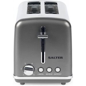 Salter EK4326GUNMETAL 2-Slice Cosmos Toaster Defrost Reheat and Cancel Functions Wide Slots For Thicker Items 6 Levels of Variable Browning Control Removable Crumb Tray 870 W Gunmetal gun metal - KNMID03T