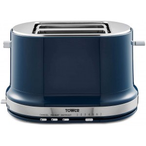 Tower T20043MNB Belle 2-Slice Toaster with 7 Browning Settings Defrost Reheat Cancel 800 W Midnight Blue - KWIEBGS5