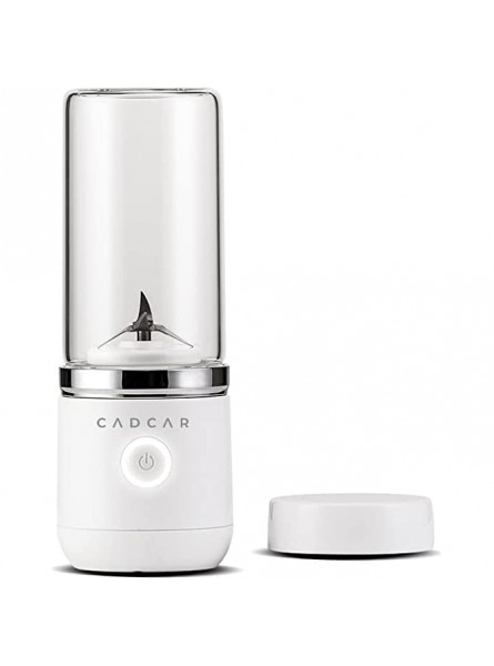 CADCAR White Portable Mini Blender and Juicer with 380 ML Glass Jar Stainless Steel Blending Blades and Electric USB Rechargeable Base Personal Fruit Smoothie and Shake Maker - RKRH8IF8