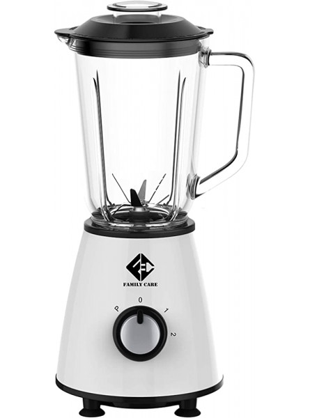 Family Care 800 W Glass Blender with White Finish 6 Blade Stainless Steel Removable Blade 1 Litre Glass Jug Graduated Blending Cup - AWHVMYI5